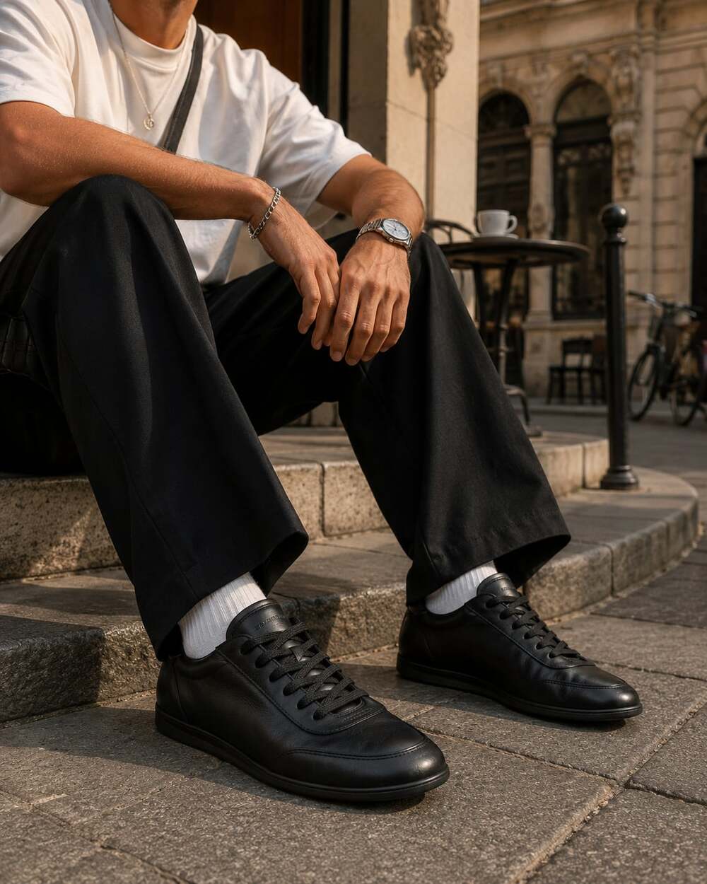 Scarosso Black Italian Leather Sneakers EU 42 Minimalist Luxury Y2K